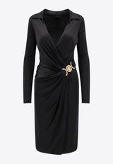 Versace Medusa 
95 Midi Wrap Dress
 Black 10164121A10183_1B000