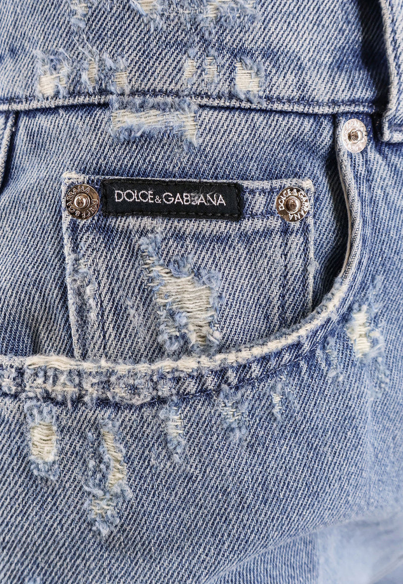 Dolce 
Gabbana Amber High-Waist Distressed Jeans Blue FTBXGDG8GJ3_S9003