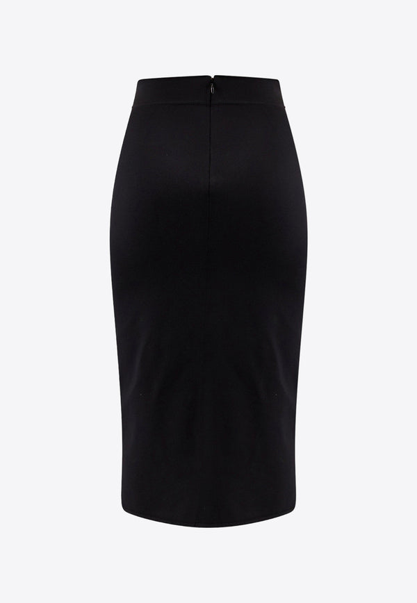 Dolce 
Gabbana Logo Plaque Midi Pencil Skirt Black FXO10TJFMEX_N0000