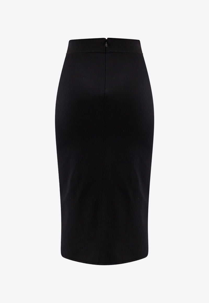 Dolce 
Gabbana Logo Plaque Midi Pencil Skirt Black FXO10TJFMEX_N0000