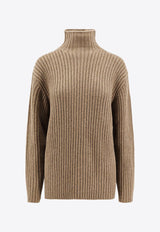 Loro Piana Fobello High-Neck Cashmere Sweater Brown FAO2823_H0BF