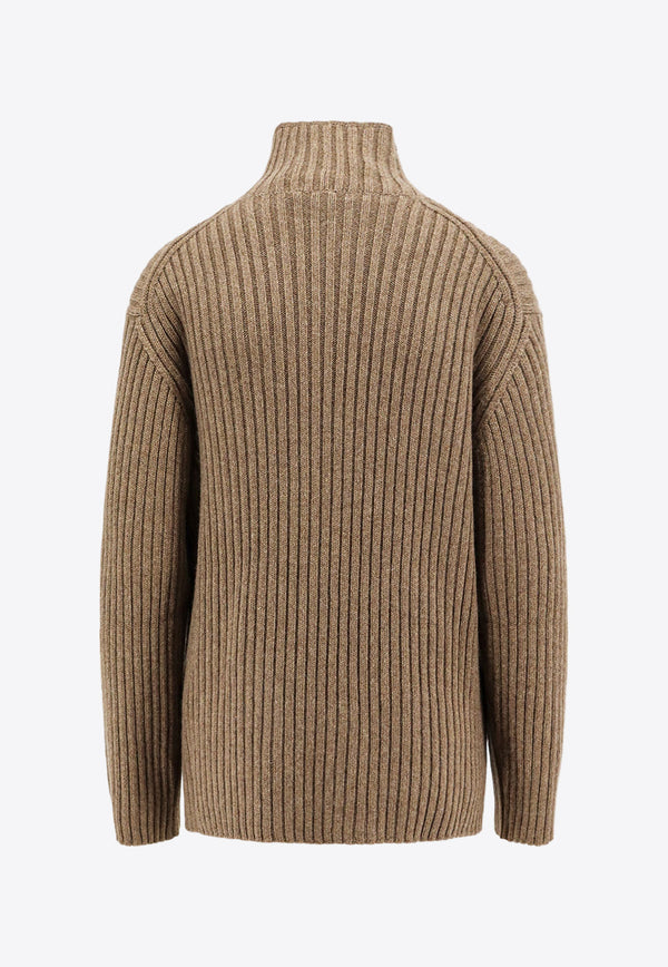 Loro Piana Fobello High-Neck Cashmere Sweater Brown FAO2823_H0BF