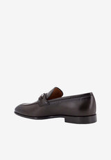 Salvatore Ferragamo Gancini Plaque Leather Loafers Brown 021669775115_TMORO