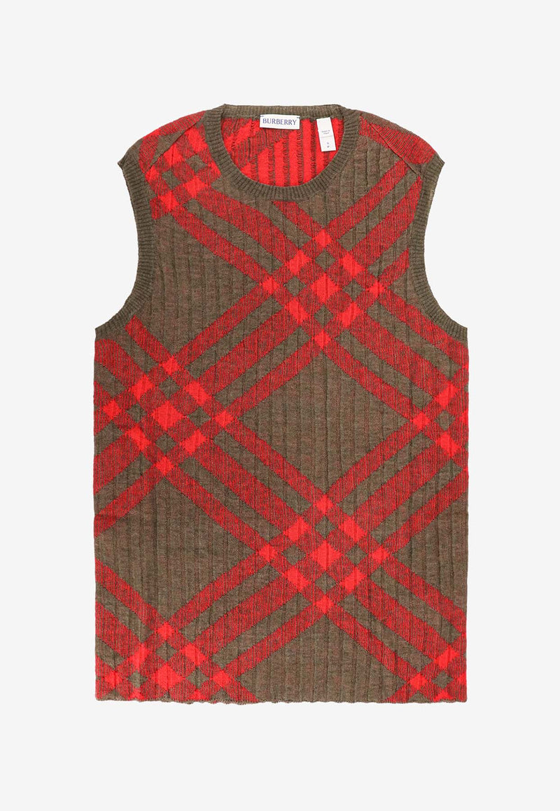 Burberry Checked Sweater Vest Red 8093576_C1205