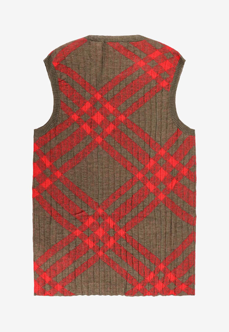 Burberry Checked Sweater Vest Red 8093576_C1205