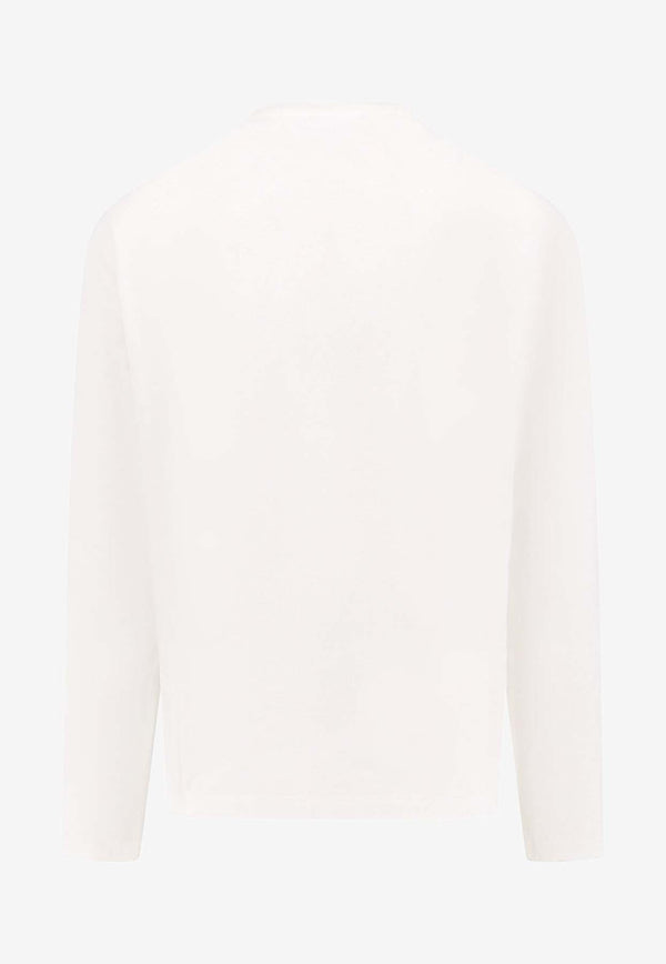 Bottega Veneta Logo Patch Long-Sleeved T-shirt White 796161V4DE0_9071