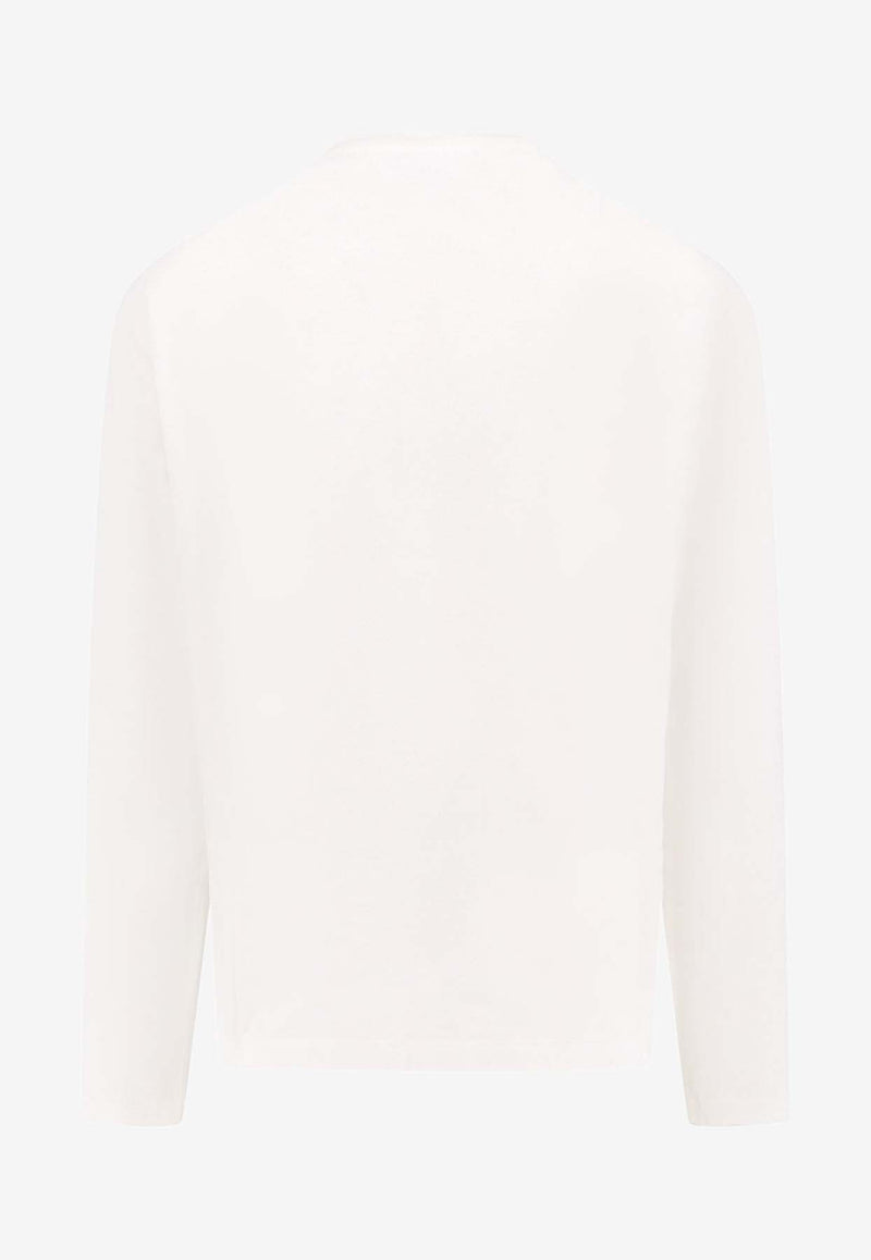 Bottega Veneta Logo Patch Long-Sleeved T-shirt White 796161V4DE0_9071