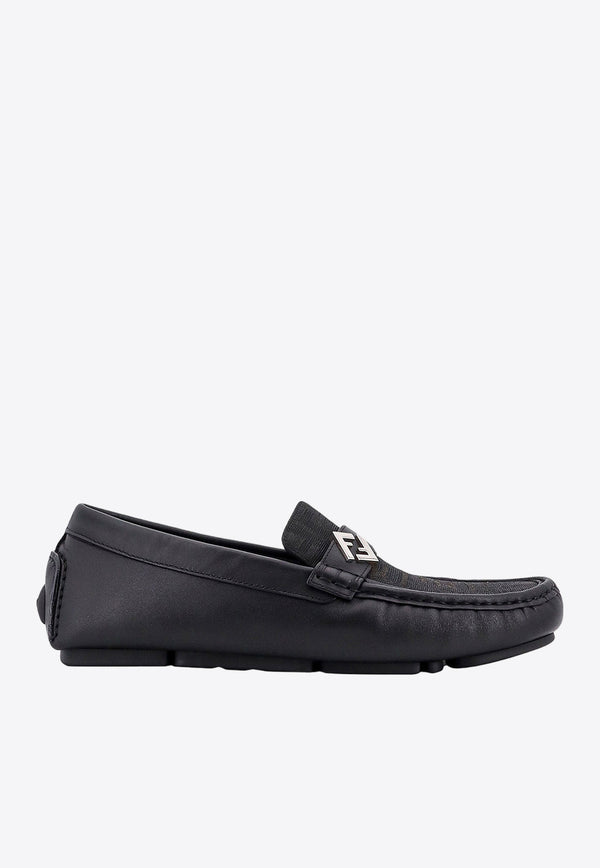 Fendi FF Monogram Leather Loafers Black 7D1691AORT_F1LQB