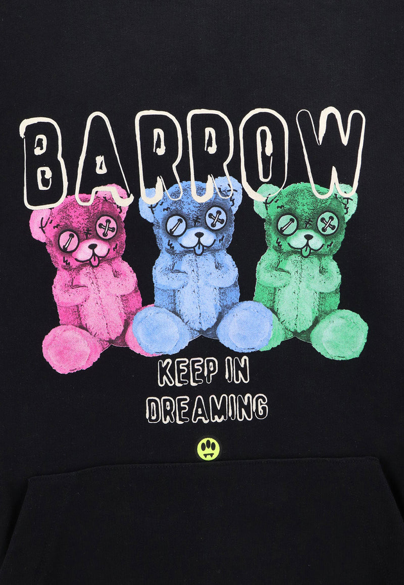 Barrow Bear and Logo Print Hooded Sweatshirt Black F4BWUAHS041_110