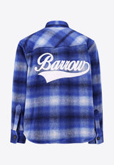 Barrow Logo Print Flannel Shirt Blue F4BWUASI072_BW013