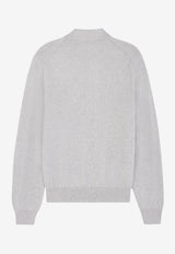 Maison Kitsuné Fox Head Patch Long-Sleeved Polo Sweater Gray MM00211KT1036_H120