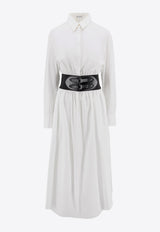 Alaïa Belted Midi Shirt Dress White AA9R13426T611_000