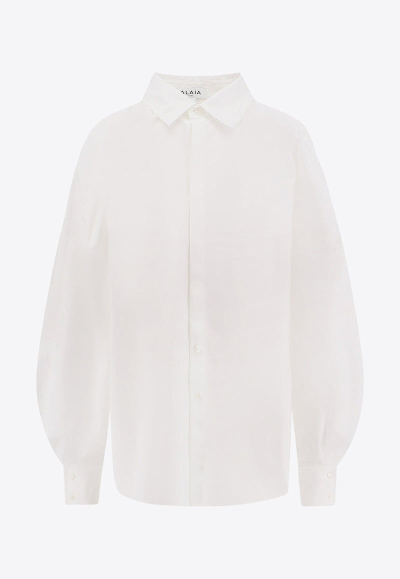 Alaïa Balloon-Sleeved Shirt with Slits White AA9C09556T611_000