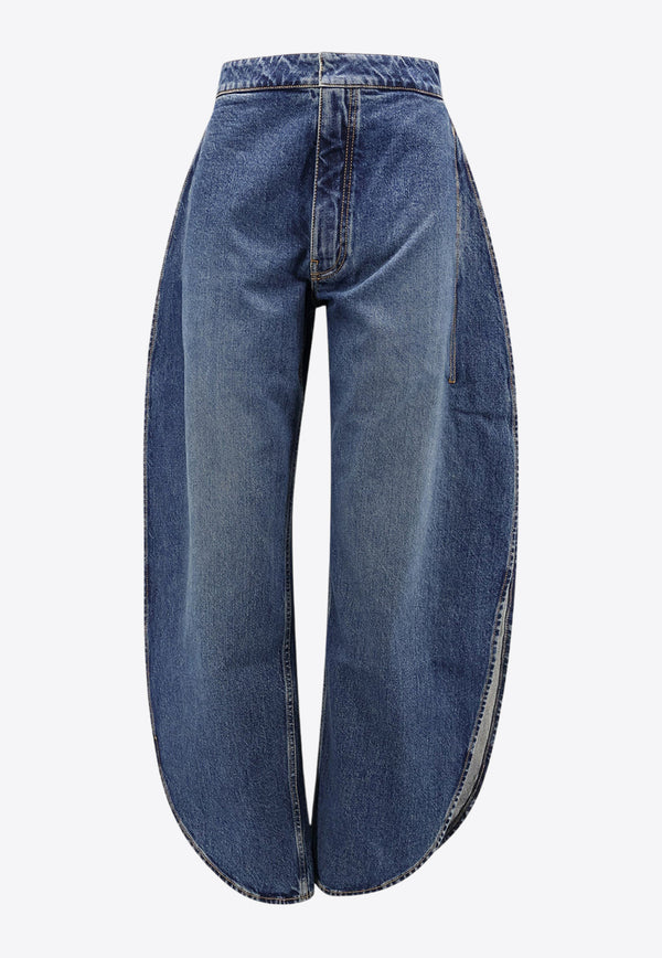 Alaïa Slit-Detailed Rounded Jeans Blue AA9P02536T536_525