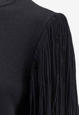 Alaïa Fringed Crewneck Wool Sweater Black AA9S03196M902_995