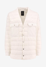 Moncler + Rick Owens Logo Patch V-neck Down Jacket White MU02D2F01_041