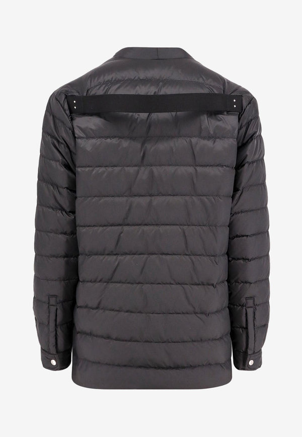 Moncler + Rick Owens Logo Patch V-neck Down Jacket Black MU02D2F01_999