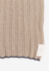 Brunello Cucinelli Rib Knit Cashmere Scarf Beige M2240819_CCQ23