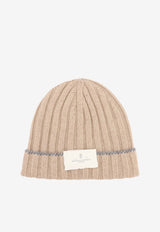 Brunello Cucinelli Rib Knit Cashmere Beanie Beige M2240900_CCQ23