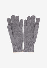 Brunello Cucinelli Rib Knit Cashmere Gloves Gray M2293118_CO218