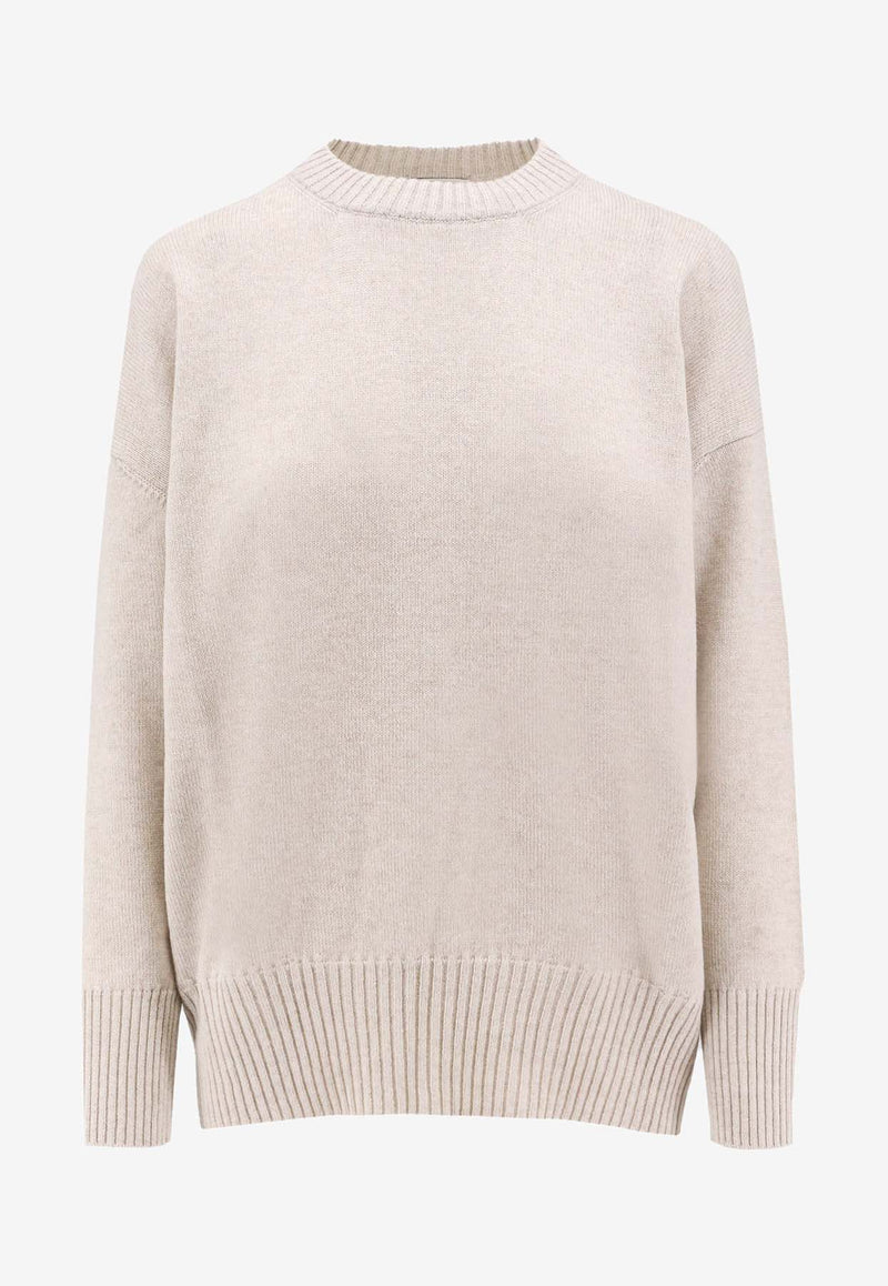 Brunello Cucinelli Knit Cashmere Crewneck Sweater Beige M12723000_C9610