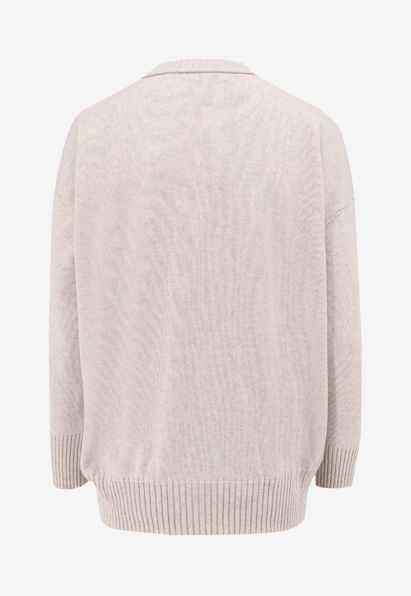 Brunello Cucinelli Knit Cashmere Crewneck Sweater Beige M12723000_C9610