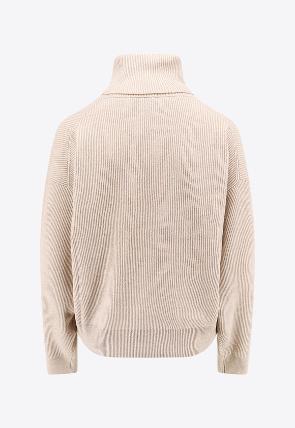 Brunello Cucinelli Turtleneck Knitted Wool Sweater Beige M16129313_C9504