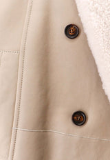 Brunello Cucinelli Reversible Double-Breasted Shearling Coat Beige MPMBP7962_C1365