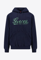 Gucci Embroidered Logo Hooded Sweatshirt Blue 788771XJGQK_4215