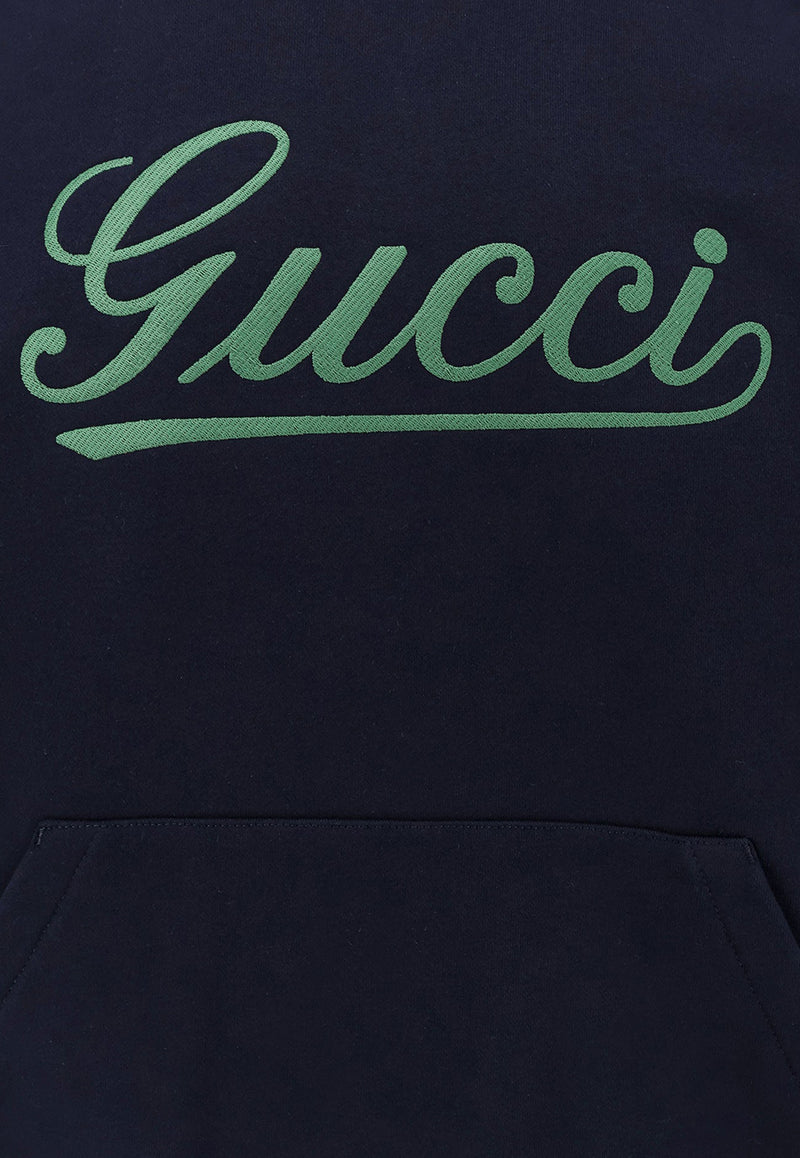 Gucci Embroidered Logo Hooded Sweatshirt Blue 788771XJGQK_4215