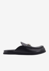 Gucci Horsebit Plaque Leather Mules Black 791589AAAZG_1000