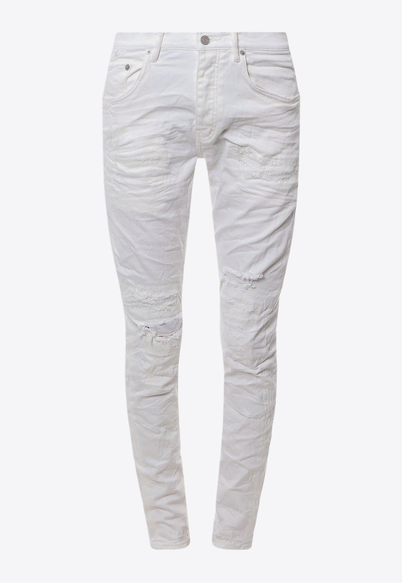 Purple Brand Logo Patch Skinny Jeans White P001LDWH324_WHITE