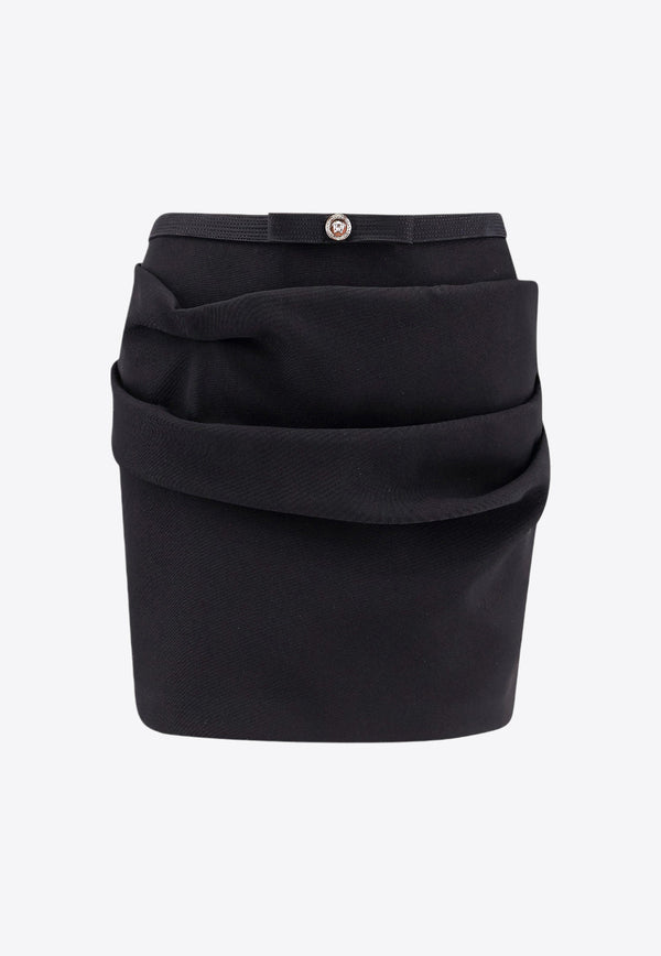 Versace Draped Wool Mini Skirt Black 10172691A12052_1B000