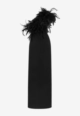 Dolce 
Gabbana One-Shoulder Feathered Gown Black F6JRFTFUIAH_N0000