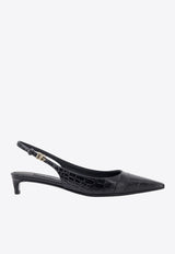 Dolce 
Gabbana 30 Croc-Embossed Leather Slingback Pumps Black CG0804A5491_8B956