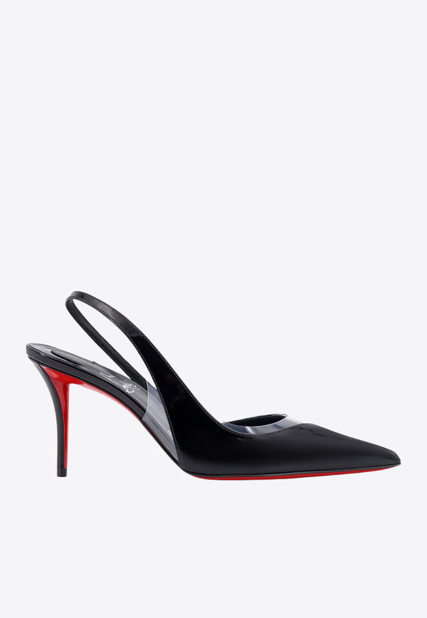 Christian Louboutin Posticha 80 Patent Leather Slingback Pumps Black 3240222_B439