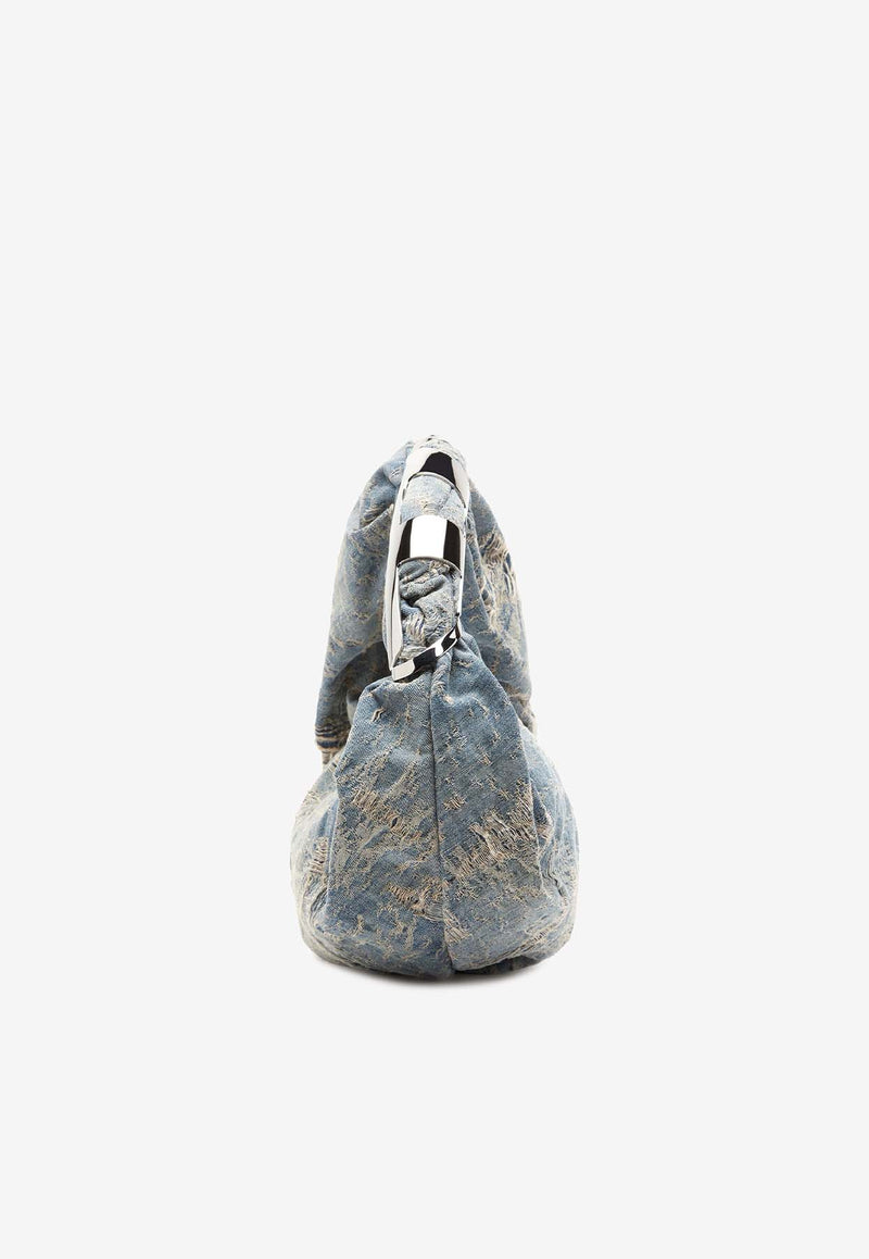 Diesel Grab-D Distressed Denim Hobo Bag Blue X09785P8011_H0674