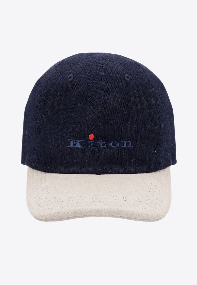 Kiton Ciro Paone Logo Embroidered Baseball Cap Blue UCAPP66K0250F_01