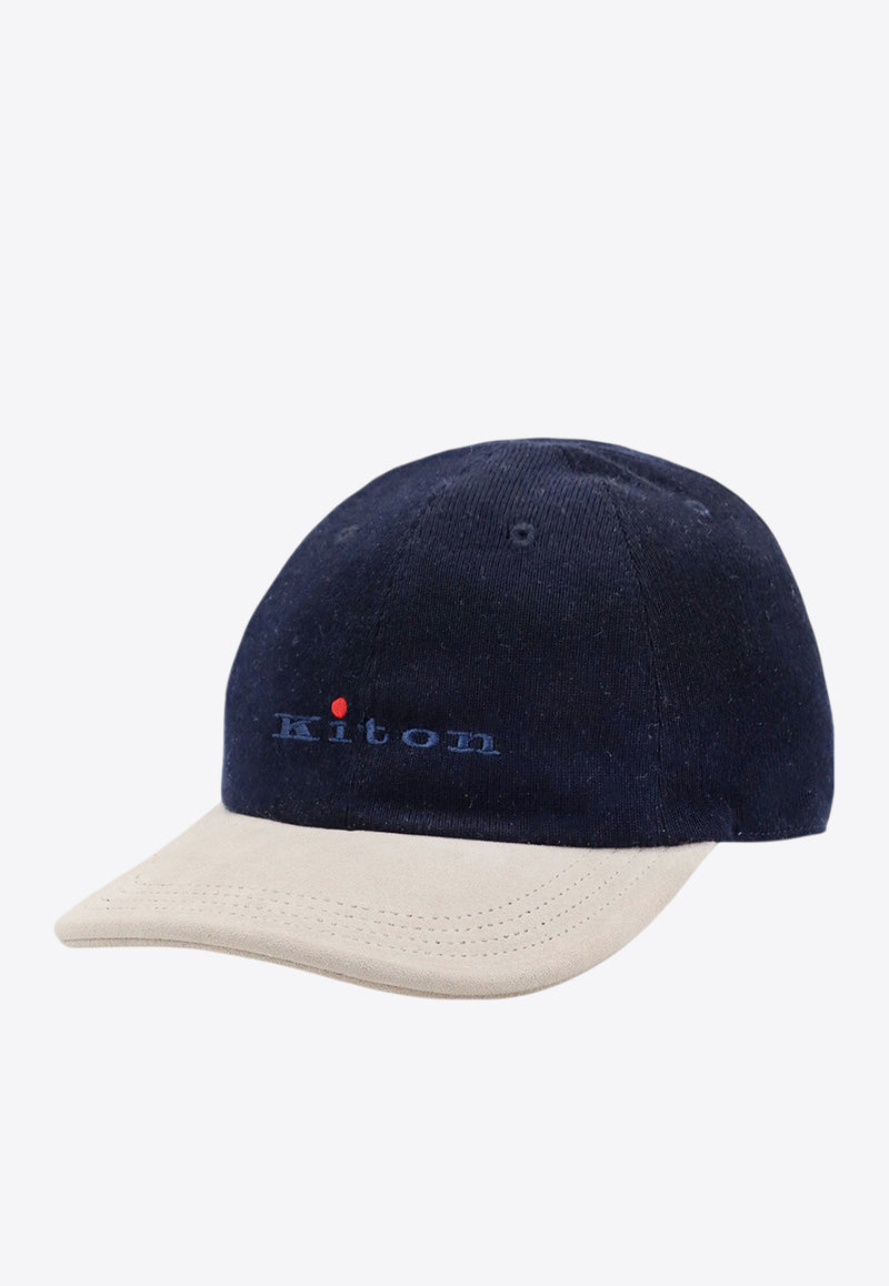 Kiton Ciro Paone Logo Embroidered Baseball Cap Blue UCAPP66K0250F_01