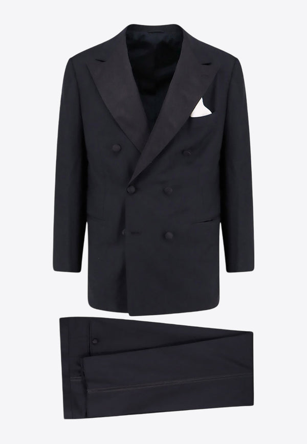 Kiton Ciro Paone Double-Breasted Wool Suit Black UASM85TK01024_05