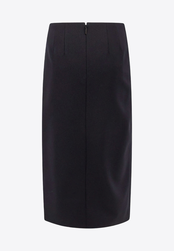 Valentino Grisaille Wool Midi Skirt Black 5B0RAC4488J_0NO