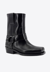 Valentino Rockstud Ankle Strap Biker Boots Black 5W0S0KN4NIB_0NO