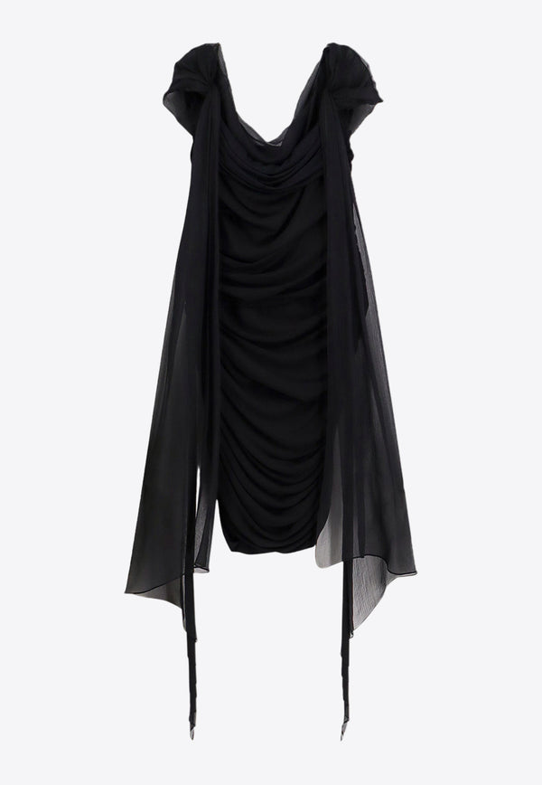 Givenchy Off-Shoulder Draped Mini Dress Black BW21YN30YK_001