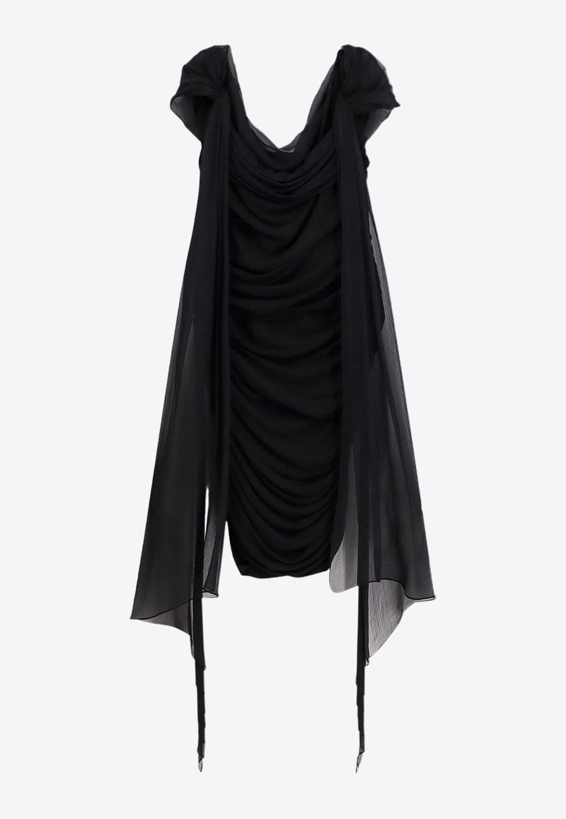 Givenchy Off-Shoulder Draped Mini Dress Black BW21YN30YK_001