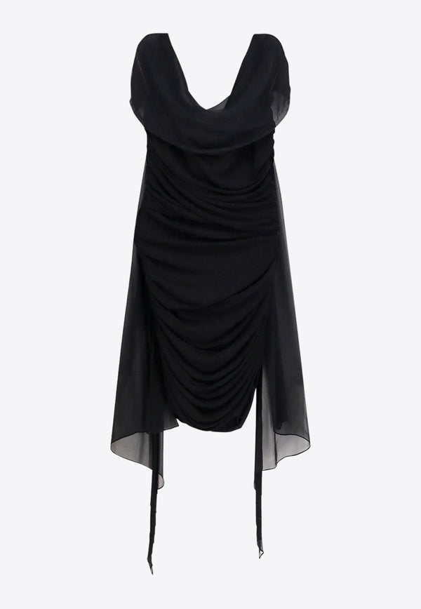 Givenchy Off-Shoulder Draped Mini Dress Black BW21YN30YK_001