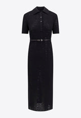 Givenchy Voyou 4G Jacquard Midi Polo Dress Black BW224Y4ZA4_001