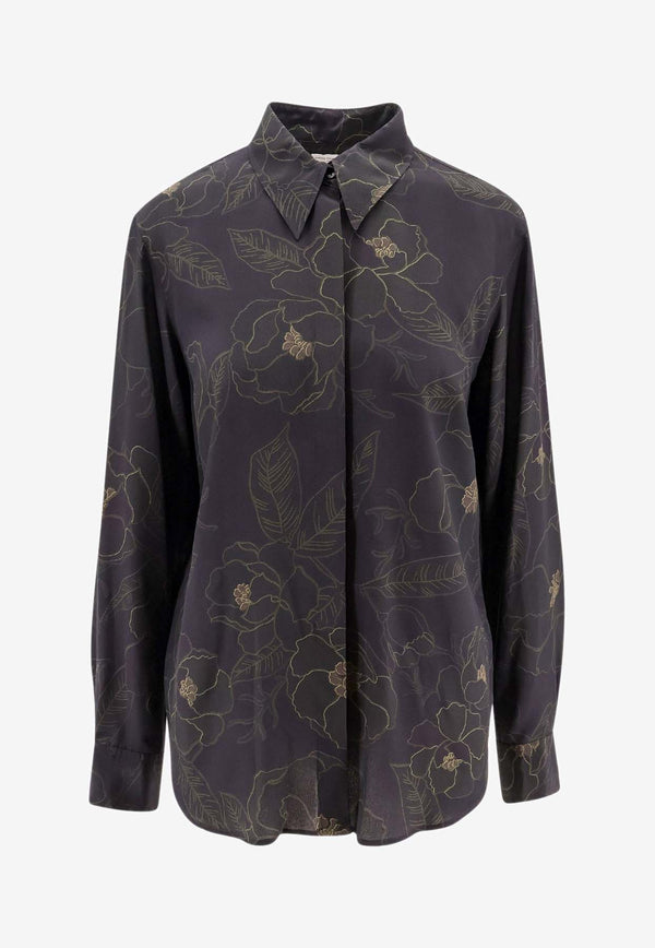 Dries Van Noten Floral Print Buttoned Shirt Black 2420107079068_900