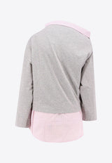 Dries Van Noten Check Motif Layered Sweatshirt Gray 2420111209603_813