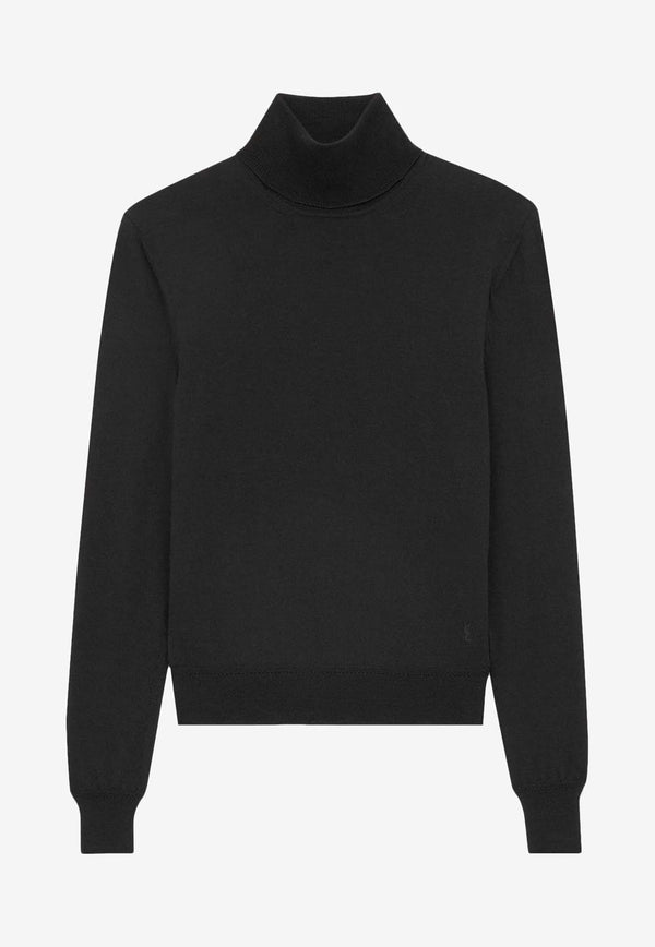 Saint Laurent Cassandre Embroidered Turtleneck Sweater Black 800713Y76HF_1000