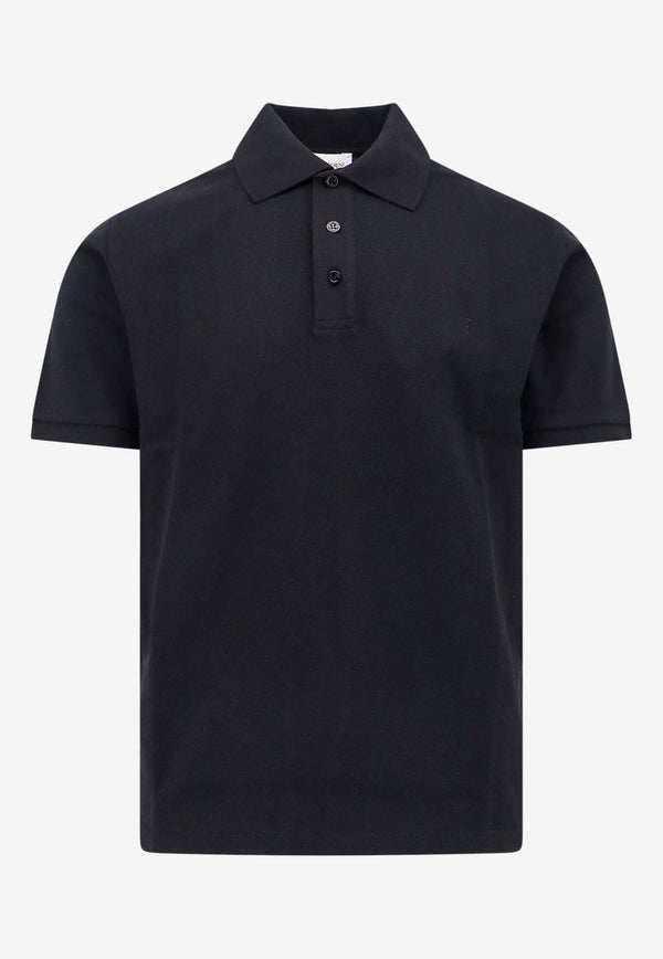 Saint Laurent Cassandre Embroidered Polo T-shirt Black 798944Y37HC_1000